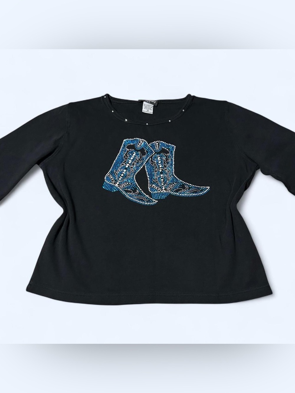 Y2K Western Rhinestone Black Top by Get Lucky!